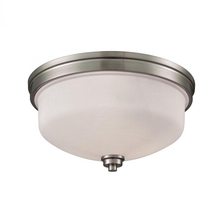 Thomas Casual Mission 3-Light Flush in Brushed Nickel with White Lined Glass CN170332